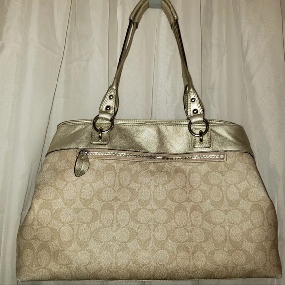 Coach Penelope with Classic C Gold & Cream Leather Pink Lining Shoulder Purse - Picture 4 of 7
